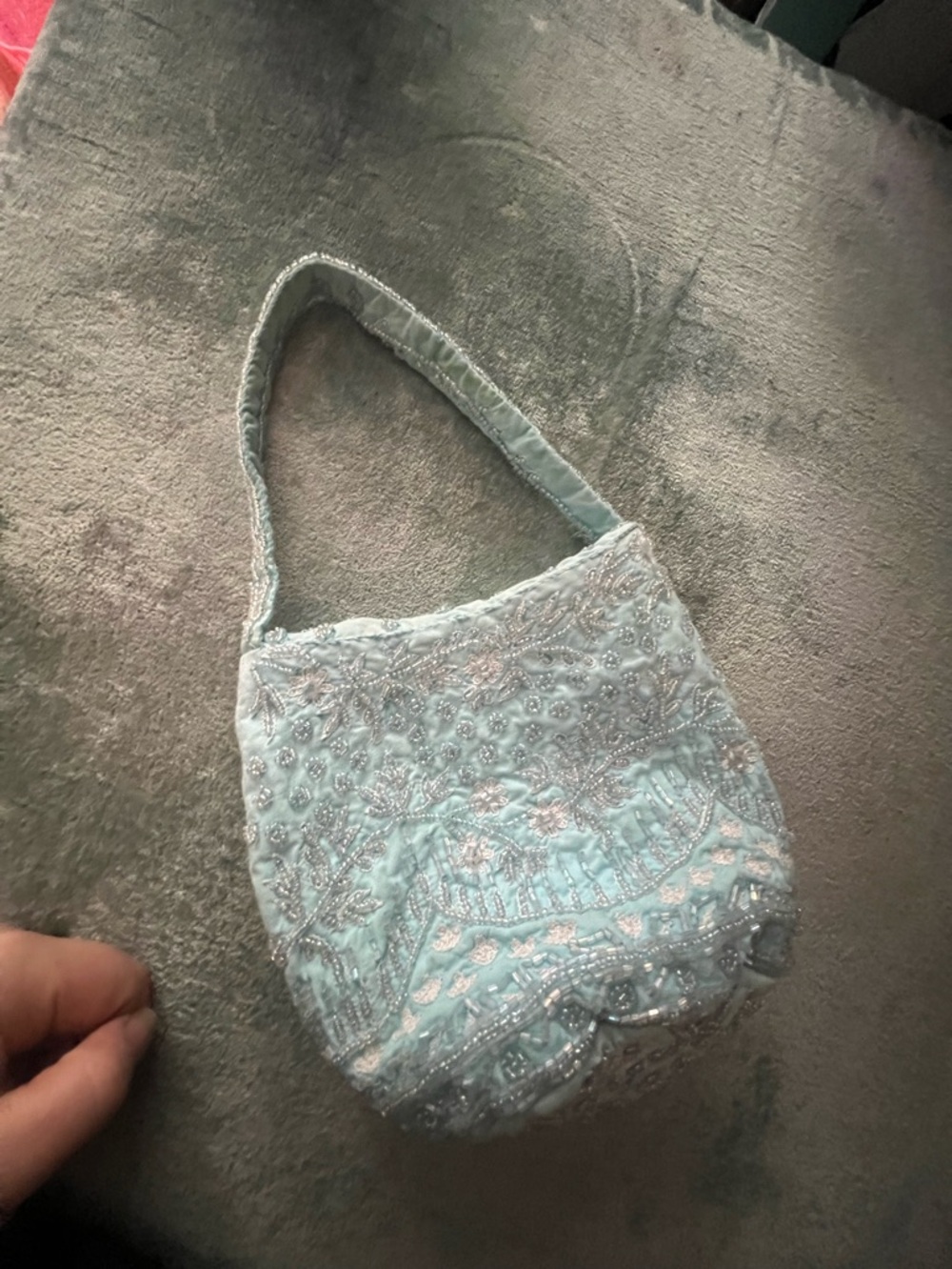 Beaded Light Blue Bag - Unbranded